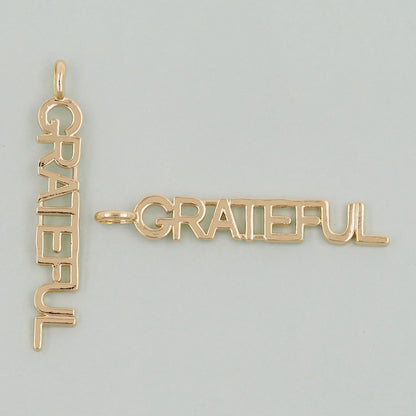Gold letter Charms,18K Gold Fille grateful Pendant,grateful Charm Bracelet Necklace for DIY Jewelry Making Supply