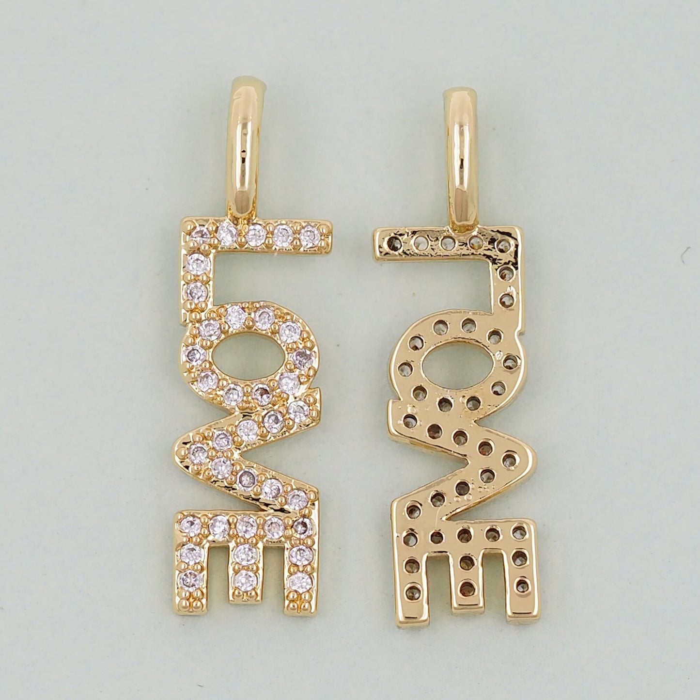 Gold letter Charms,18K Gold Fille Love Pendant,Love Charm Bracelet Necklace for DIY Jewelry Making Supply