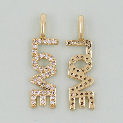 Gold letter Charms,18K Gold Fille Love Pendant,Love Charm Bracelet Necklace for DIY Jewelry Making Supply