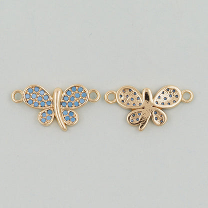 Gold Butterfly Connector Charms,18K Gold Filled Butterfly Pendant,insect Charm Bracelet Necklace for DIY Jewelry Making Supply