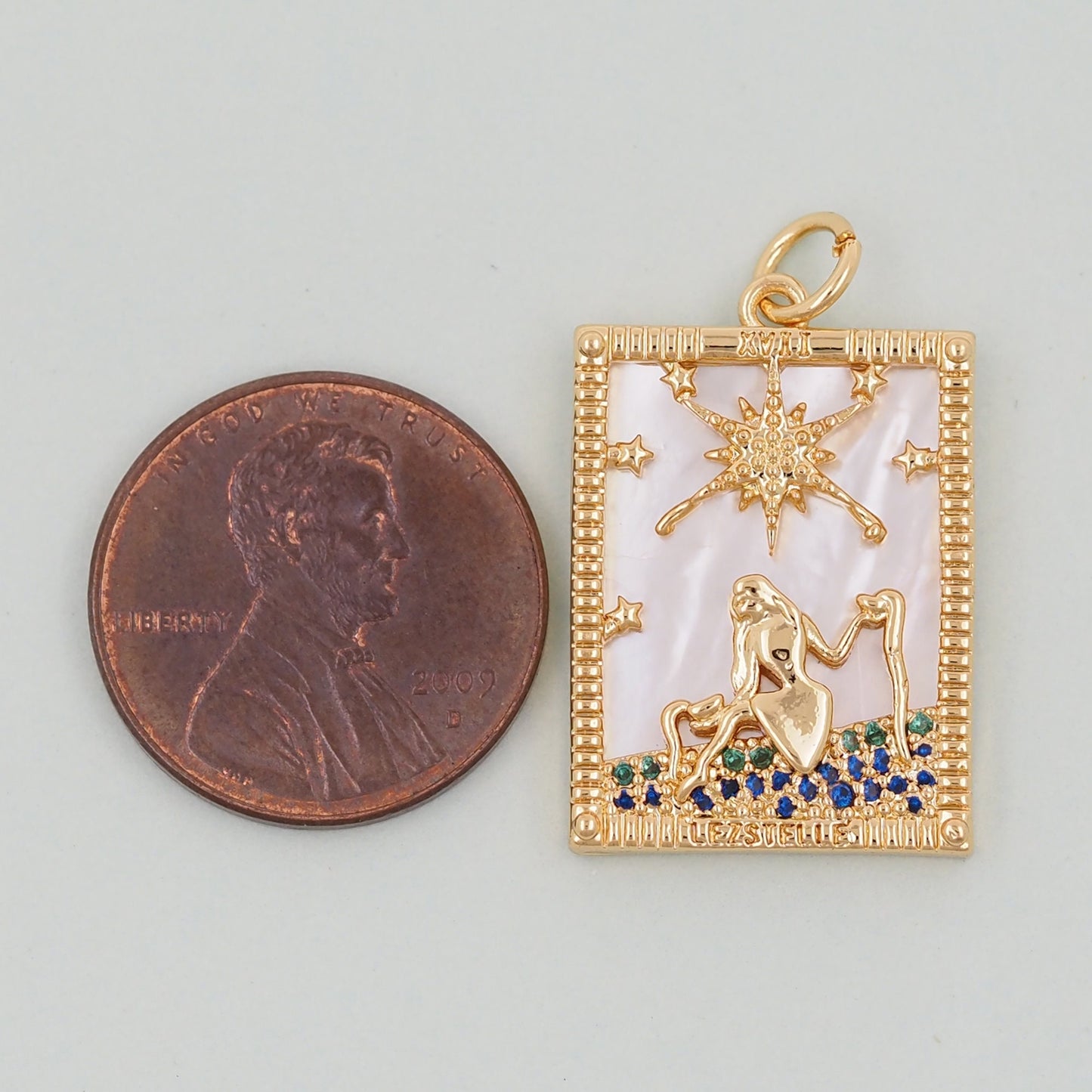 Gold Tarot Charms,18K Gold Fille Tarot Pendant,Tarot Star Charm Bracelet Necklace for DIY Jewelry Making Supply
