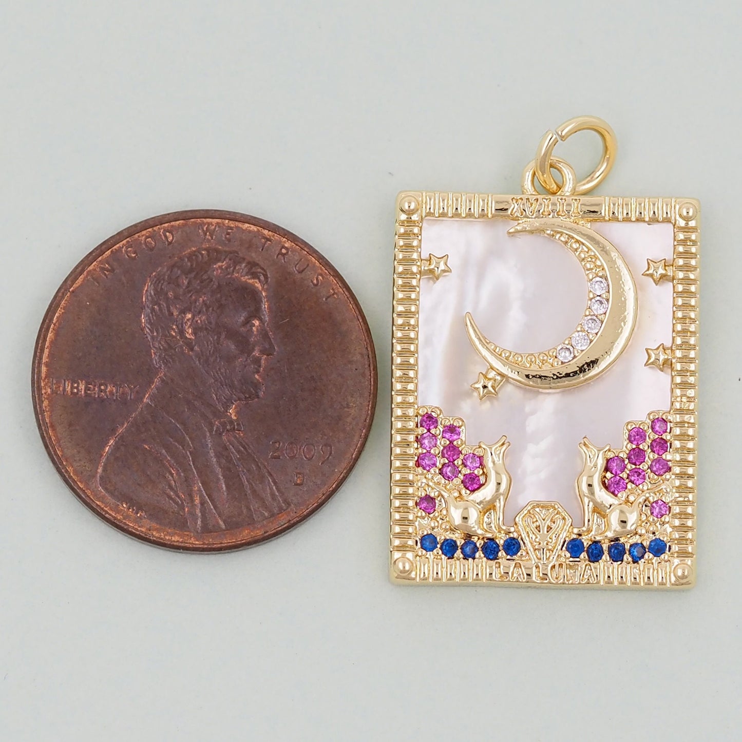 Gold Tarot Charms,18K Gold Fille Tarot Pendant,Tarot Moon Charm Bracelet Necklace for DIY Jewelry Making Supply