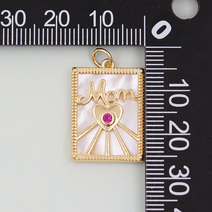 Gold Mom Charms,18K Gold Filled Shell Mom Pendant,Mom Charm Bracelet Necklace for DIY Jewelry Making Supply