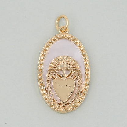 Gold sacred Heart Charms,18K Gold Filled Milagro Heart Pendant,Religious Charm Bracelet Necklace for DIY Jewelry Making Supply