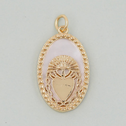 Gold sacred Heart Charms,18K Gold Filled Milagro Heart Pendant,Religious Charm Bracelet Necklace for DIY Jewelry Making Supply