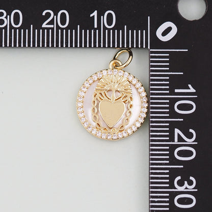 Gold sacred Heart Charms,18K Gold Filled Milagro Heart Pendant,Religious Charm Bracelet Necklace for DIY Jewelry Making Suppl
