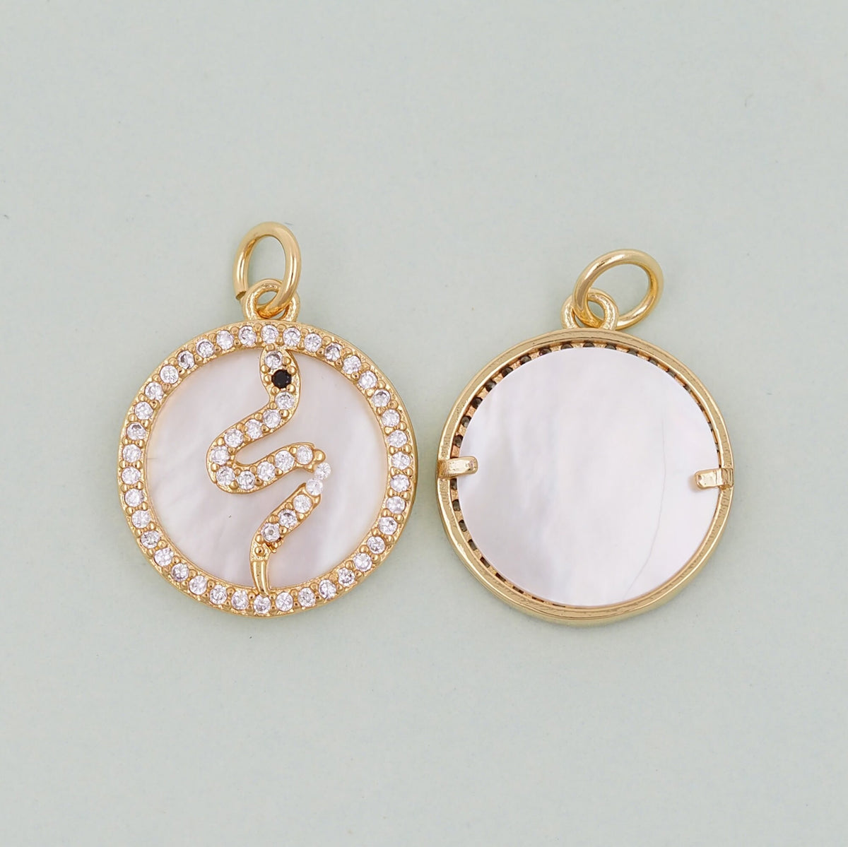 18K Gold Filled Snake CZ Charm Pendant for Jewelry Making