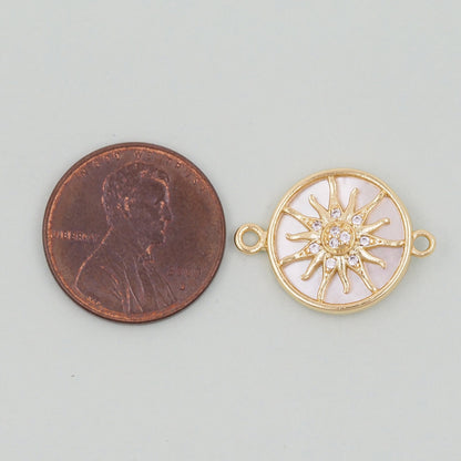 Gold Sun Connector Charms,18K Gold Filled Sun Pendant,celestial  Charm Bracelet Necklace for DIY Jewelry Making Supply