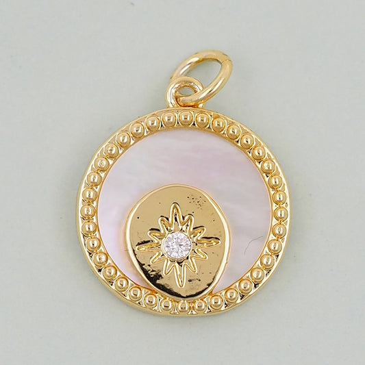 18K Gold Filled North Star Pendant,CZ Micro Pave North Star Charm Bracelet Necklace for DIY Jewelry Making Supply