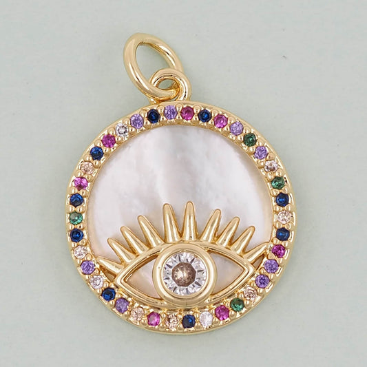 Gold colorful Evil Eye Charms,18K Gold Filled Evil Eye Pendant,Evil Eye Charm Bracelet Necklace for DIY Jewelry Making Supply