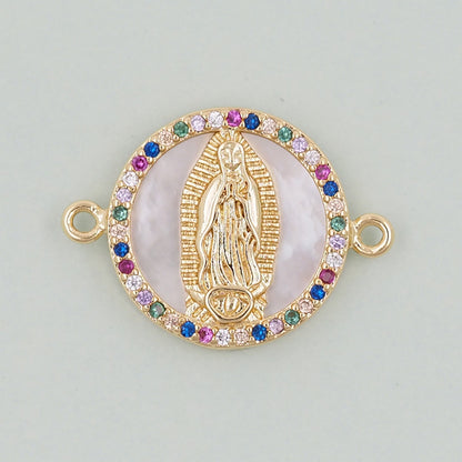 Gold Our Lady of Guadalupe Charms,18K Gold Filled virgin mary Pendant Charm Bracelet Necklace for DIY Jewelry Making Supply