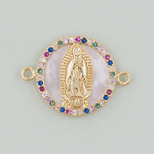 Gold Our Lady of Guadalupe Charms,18K Gold Filled virgin mary Pendant Charm Bracelet Necklace for DIY Jewelry Making Supply