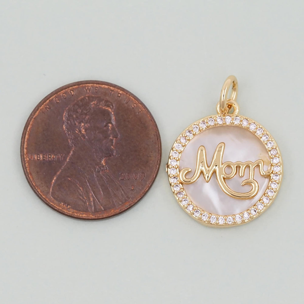 Gold Mom Charms,18K Gold Filled Shell Mom Pendant,Mom Charm Bracelet Necklace for DIY Jewelry Making Supply