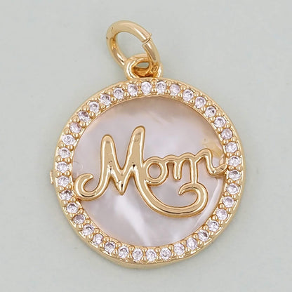 Gold Mom Charms,18K Gold Filled Shell Mom Pendant,Mom Charm Bracelet Necklace for DIY Jewelry Making Supply