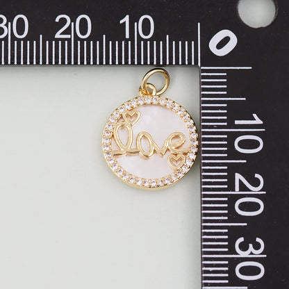 Gold Round Charms,18K Gold Fille Love Pendant,Love Charm Bracelet Necklace for DIY Jewelry Making Supply