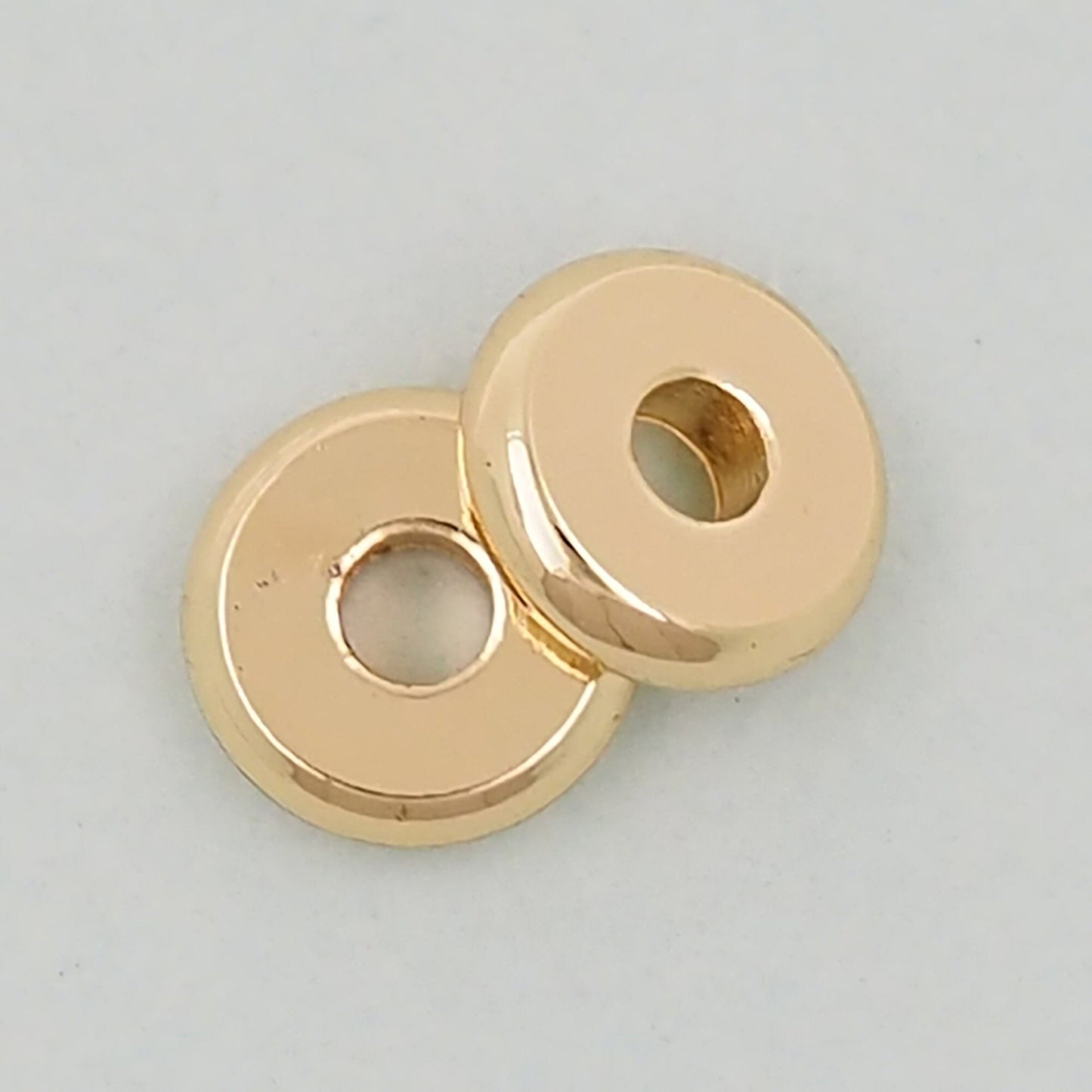 Gold Flat Round Beads Charms,18K Gold Filled Round spacer beads Bracelet Necklace for DIY Jewelry Making Supply 6mm