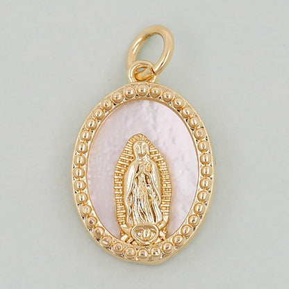 Gold Our Lady of Guadalupe Charms,18K Gold Filled virgin mary Pendant Charm Bracelet Necklace for DIY Jewelry Making Supply