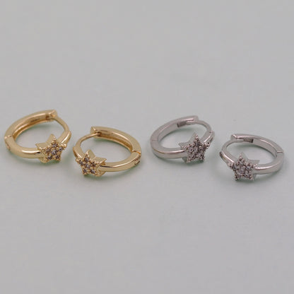 18K Gold Filled Star Huggie Hoop Earrings for Jewelry Making