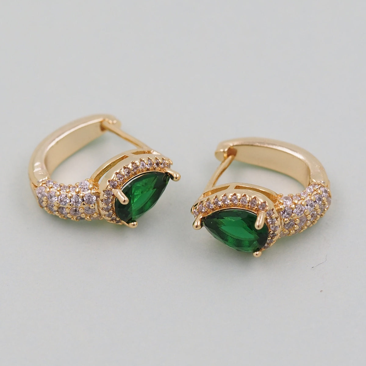 18K Gold Filled Crystal Teardrop Huggie Hoop Earrings for Jewelry Making