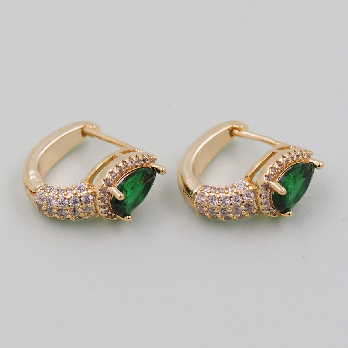 18K Gold Filled Crystal Teardrop Huggie Hoop Earrings for Jewelry Making