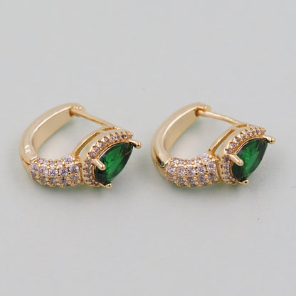 18K Gold Filled Crystal Teardrop Huggie Hoop Earrings for Jewelry Making