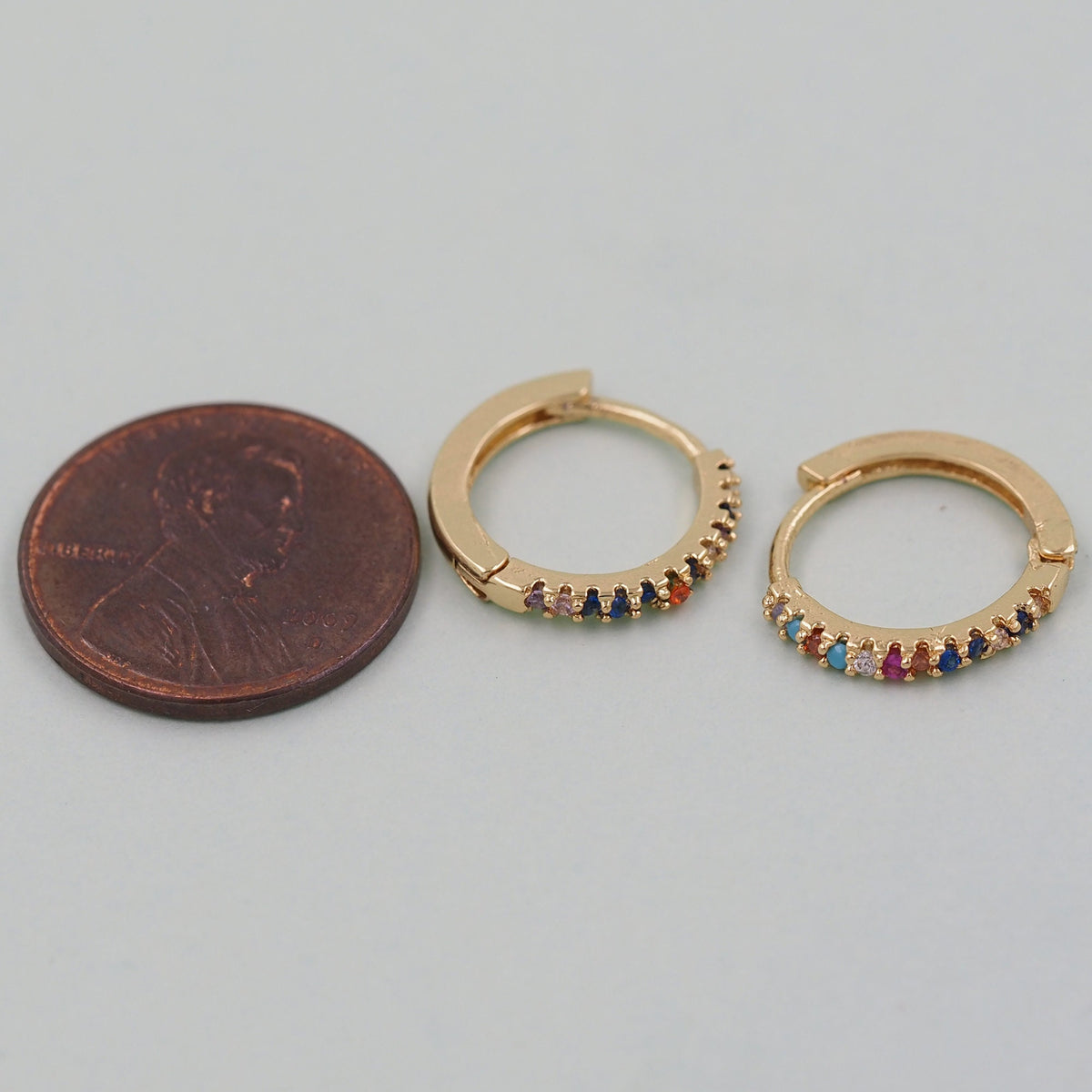 18K Gold Filled Cubic Zirconia Huggie Hoop Earrings for Jewelry Making