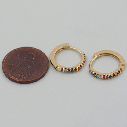 18K Gold Filled Cubic Zirconia Huggie Hoop Earrings for Jewelry Making
