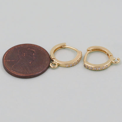 1pair 18K Gold Filled Hoops earring components,Gold Earrings,Dainty Hoops Huggie,Gold Huggies Hoop Earrings