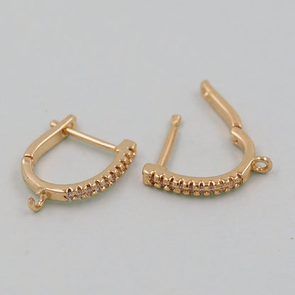 1pair 18K Gold Filled Hoops earring components,Gold U Earrings,Dainty Hoops Huggie,Gold Huggies Hoop Earrings