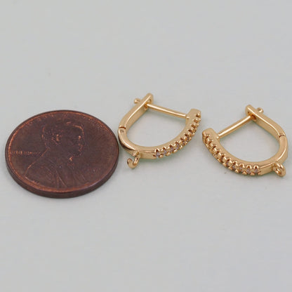 1pair 18K Gold Filled Hoops earring components,Gold U Earrings,Dainty Hoops Huggie,Gold Huggies Hoop Earrings