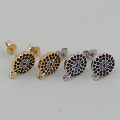 1pair 18K Gold Filled Evil Eye Earrings,Gold Round Earrings,Dainty Earrings