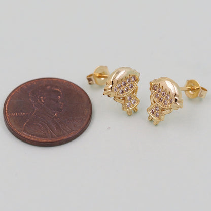 1pair 18K Gold Filled Girl Earrings,Gold Earrings,Dainty Earrings