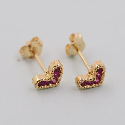 1pair 18K Gold Filled Heart Earrings,Gold Earrings,Dainty Earrings