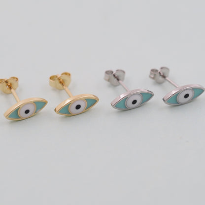 1pair 18K Gold Filled Evil EYE Earrings,Gold Earrings,Dainty Earrings