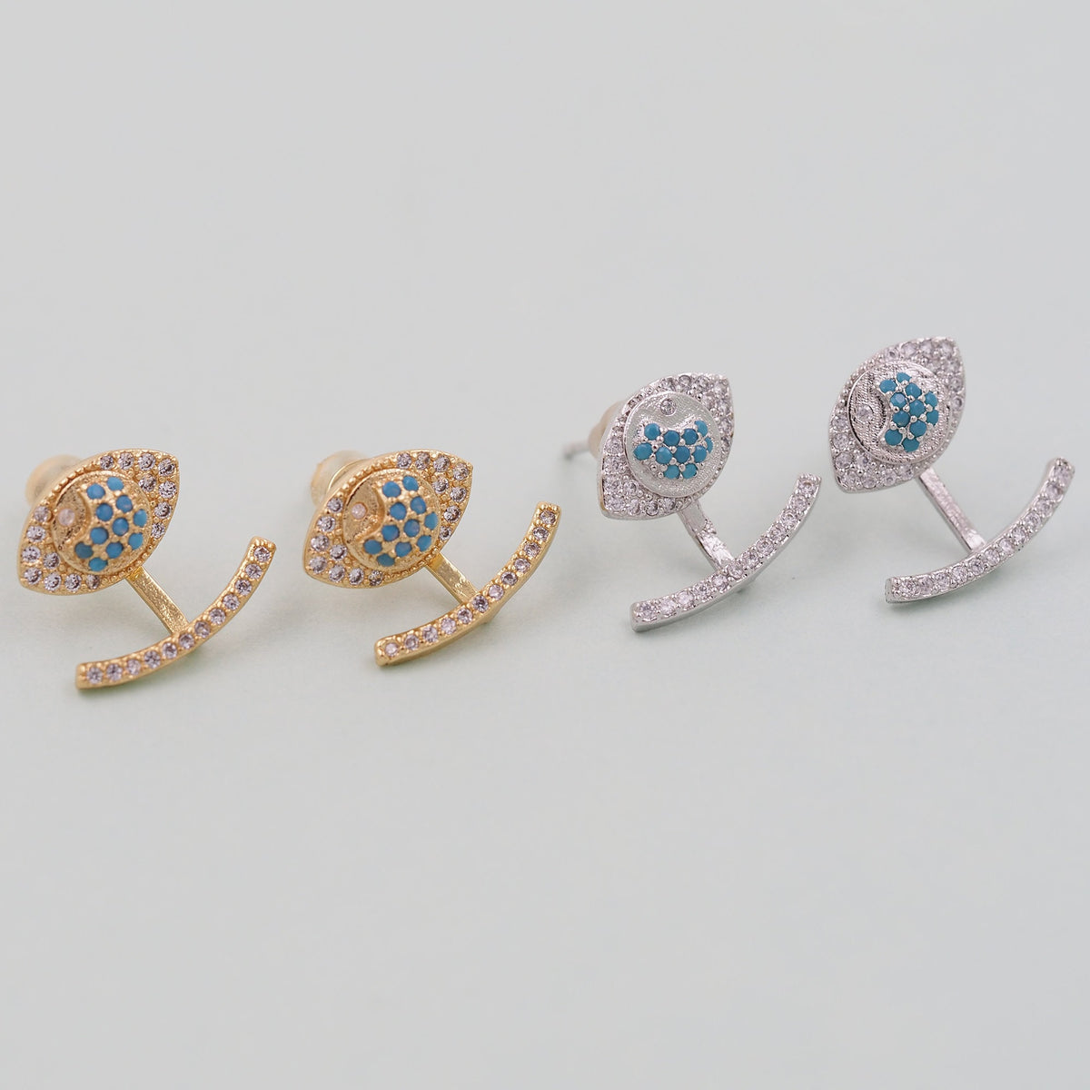 1pair 18K Gold Filled Evil EYE Earrings,Gold Earrings,Dainty Earrings
