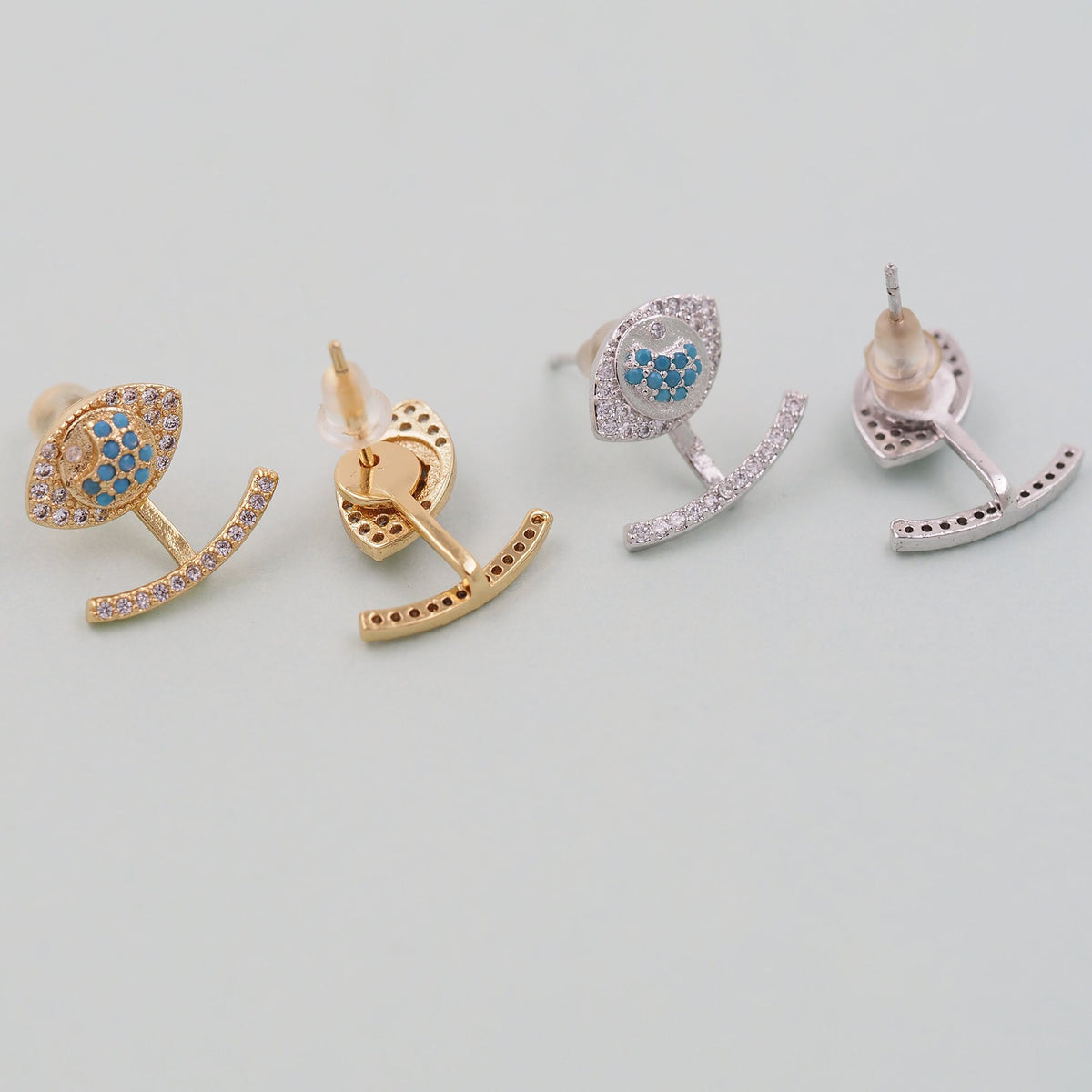 1pair 18K Gold Filled Evil EYE Earrings,Gold Earrings,Dainty Earrings