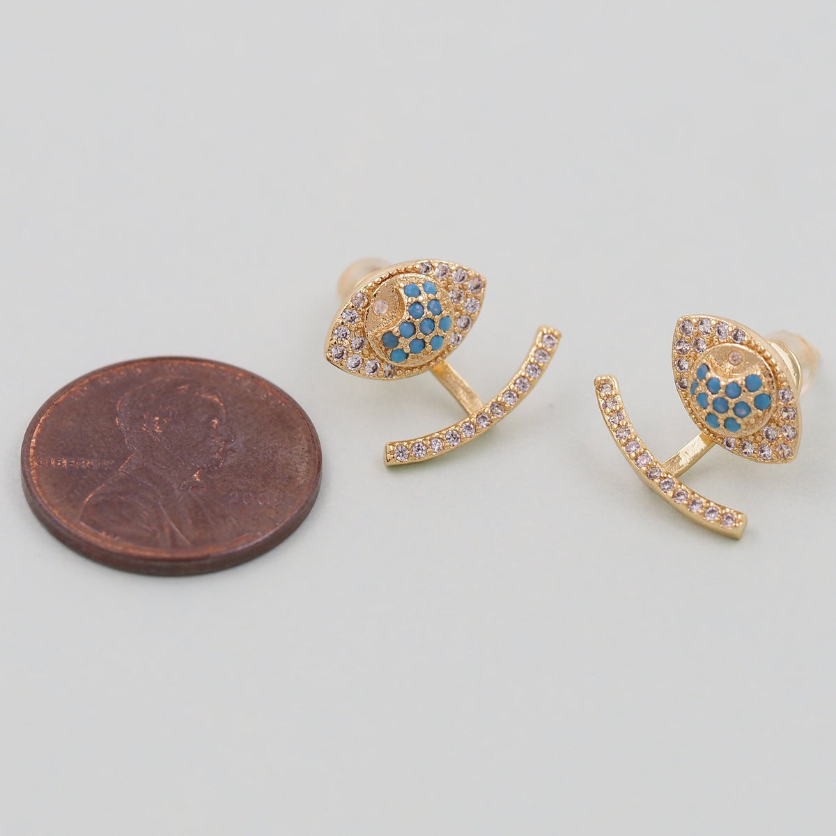 1pair 18K Gold Filled Evil EYE Earrings,Gold Earrings,Dainty Earrings