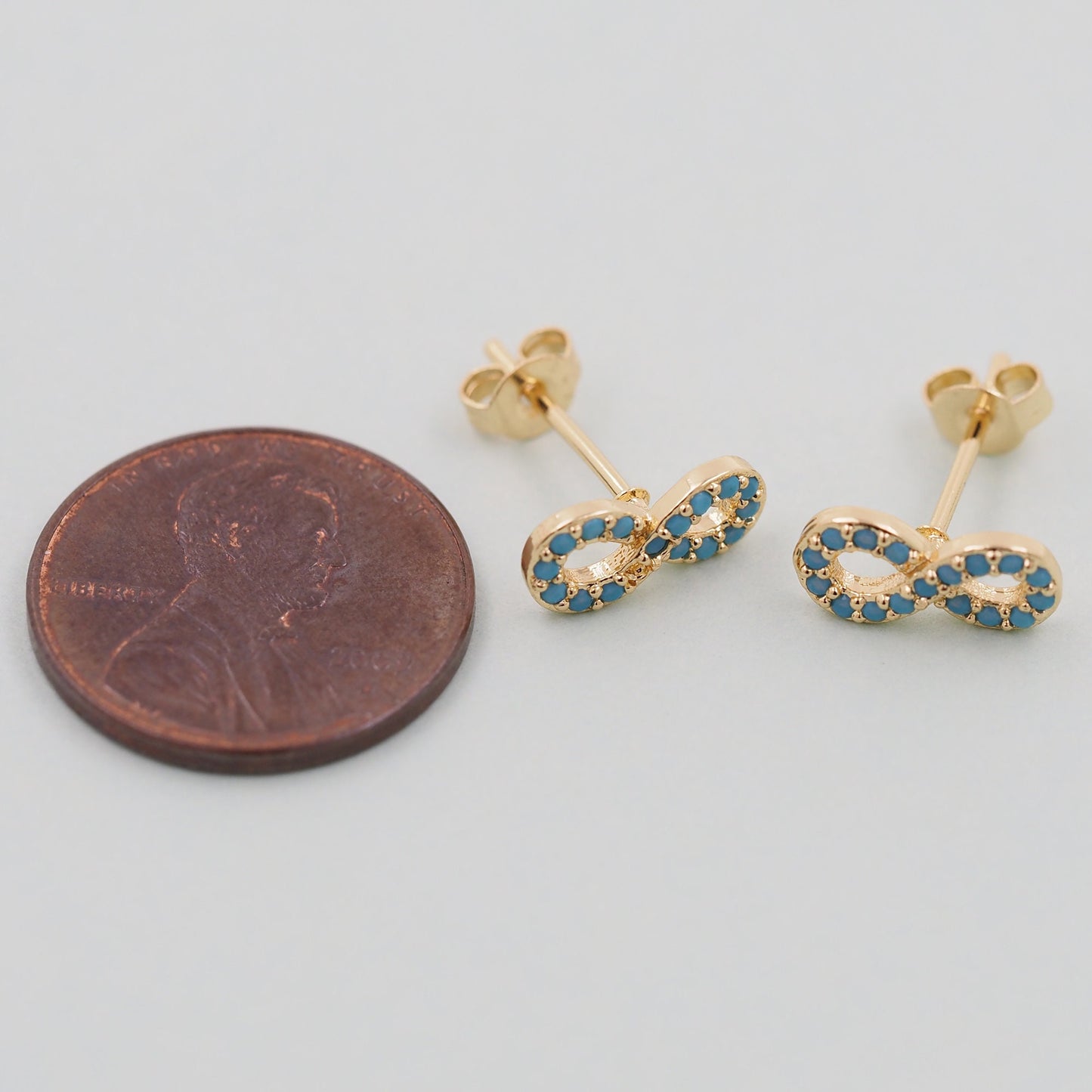 1pair 18K Gold Filled Infinity Earrings,turquoise Gold Earrings,Dainty Earrings