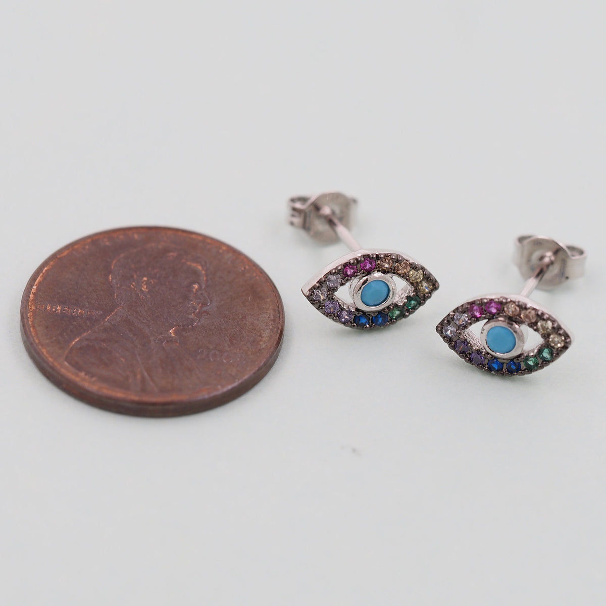 1pair 18K Gold Filled Evil Eye Earrings,Gold Earrings,Dainty Earrings