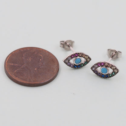 1pair 18K Gold Filled Evil Eye Earrings,Gold Earrings,Dainty Earrings