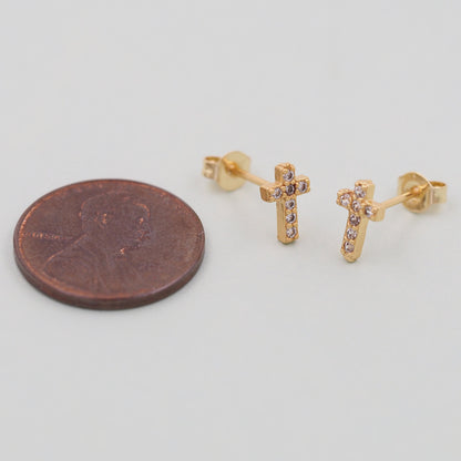 1pair 18K Gold Filled Cross Earrings,Gold Earrings,Dainty Earrings