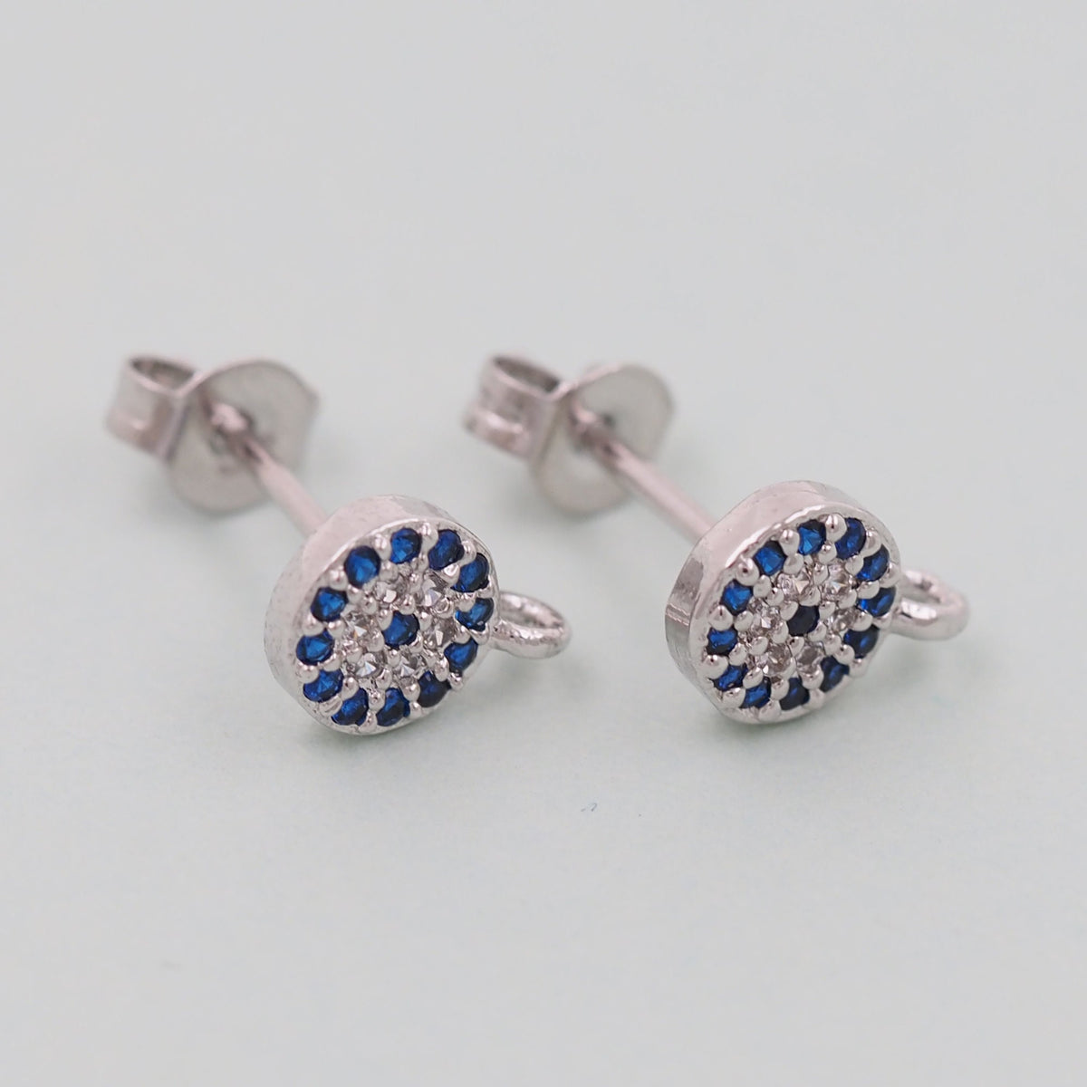1pair 18K Gold Filled Evil Eye Earrings,Gold Round Earrings,Dainty Earrings