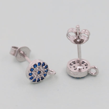 1pair 18K Gold Filled Evil Eye Earrings,Gold Round Earrings,Dainty Earrings