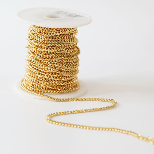 Gold Curb Chain,18K Gold Filled Curb  for Necklace Bracelet DIY Jewelry Making Supply