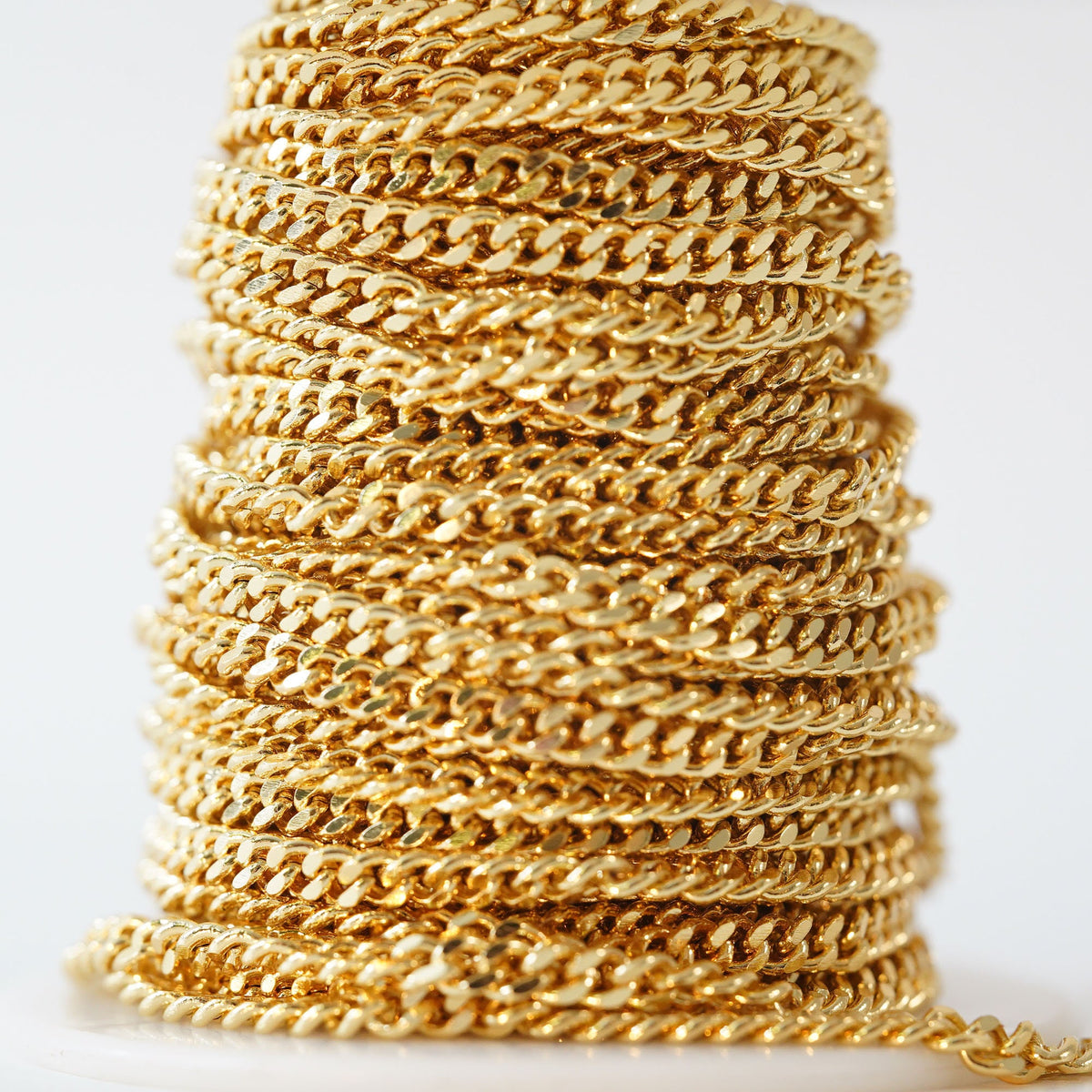 18K Gold Filled Curb Chain 3.28 ft, 16.40 ft for Jewelry Making