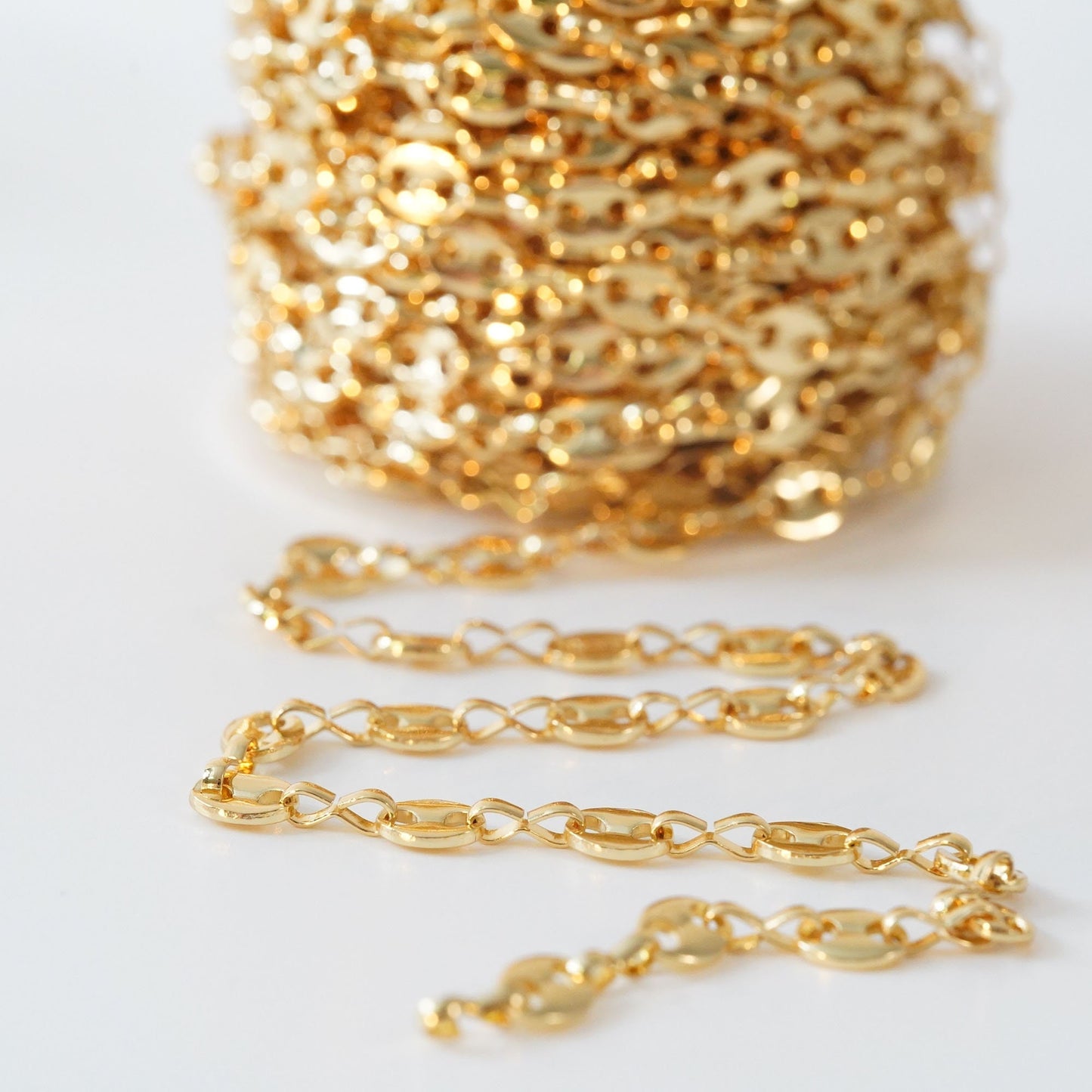 Gold Oval Chain,18K Gold Filled Pig Nose Chain for Necklace Bracelet DIY Jewelry Making Supply