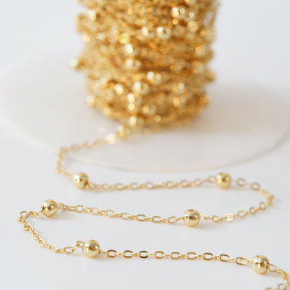 18K Gold Filled Oval Oval Chain 1 mm, 3.28 ft for Jewelry Making
