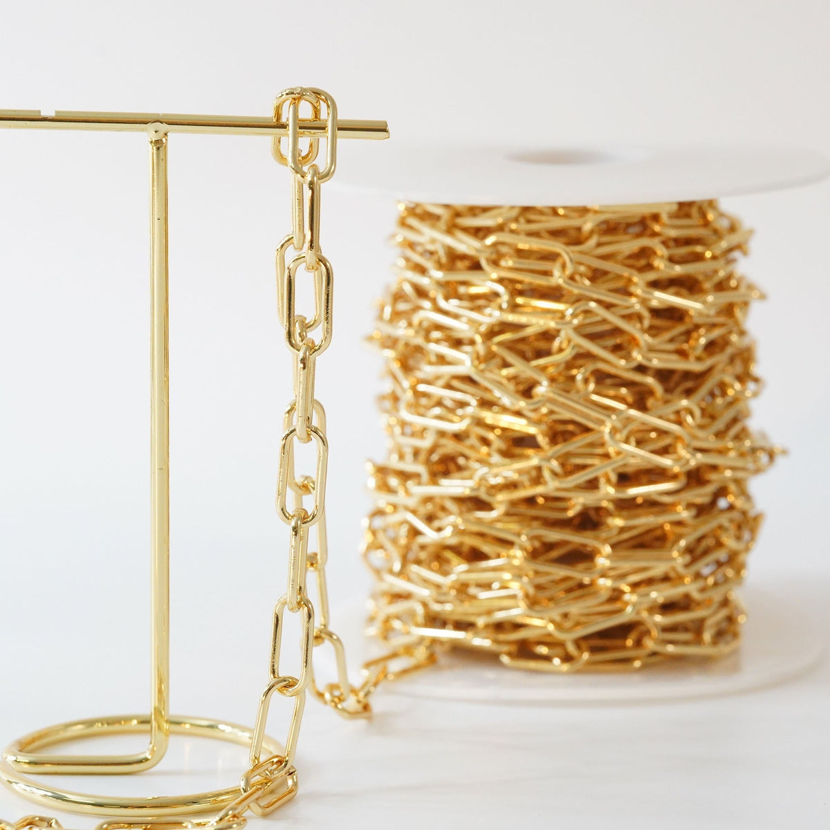 18K Gold Filled Oval Paperclip Chain 2 mm, 3.28 ft for Jewelry Making