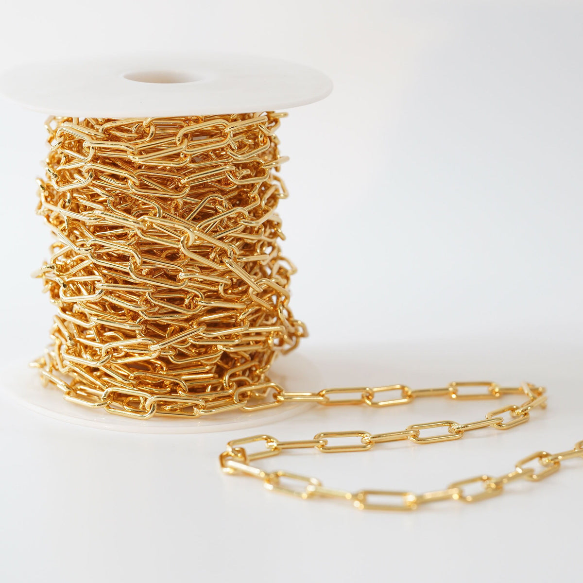 18K Gold Filled Oval Paperclip Chain 2 mm, 3.28 ft for Jewelry Making