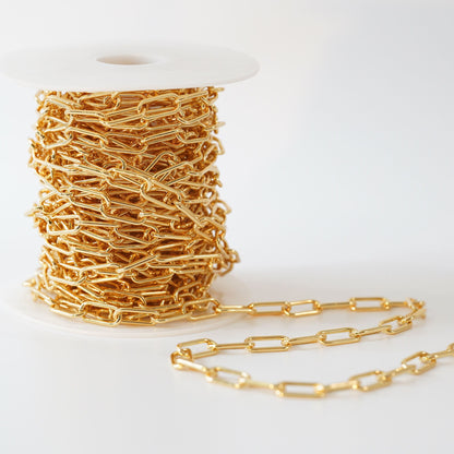 18K Gold Filled Oval Paperclip Chain 2 mm, 3.28 ft for Jewelry Making